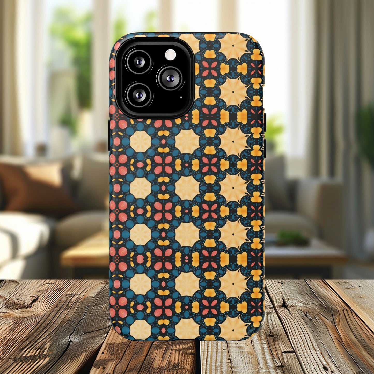 Celestial Spice Tiling Colorful Tough Magnetic iPhone Case, Unique iPhone Cover, Artistic Mobile Shell, Durable Design Accessory, Trendy Gift Idea, MagSafe® iPhone Case.