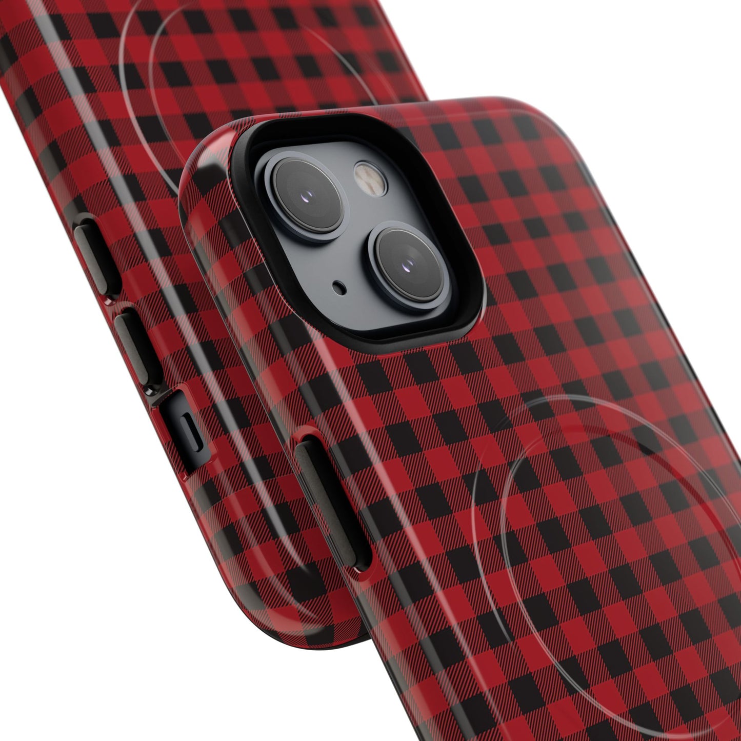 Tough Magnetic Phone Case - Red Plaid, Durable, Stylish Protection for iPhones, Gift for Outdoor Lovers, Unique Phone Cover