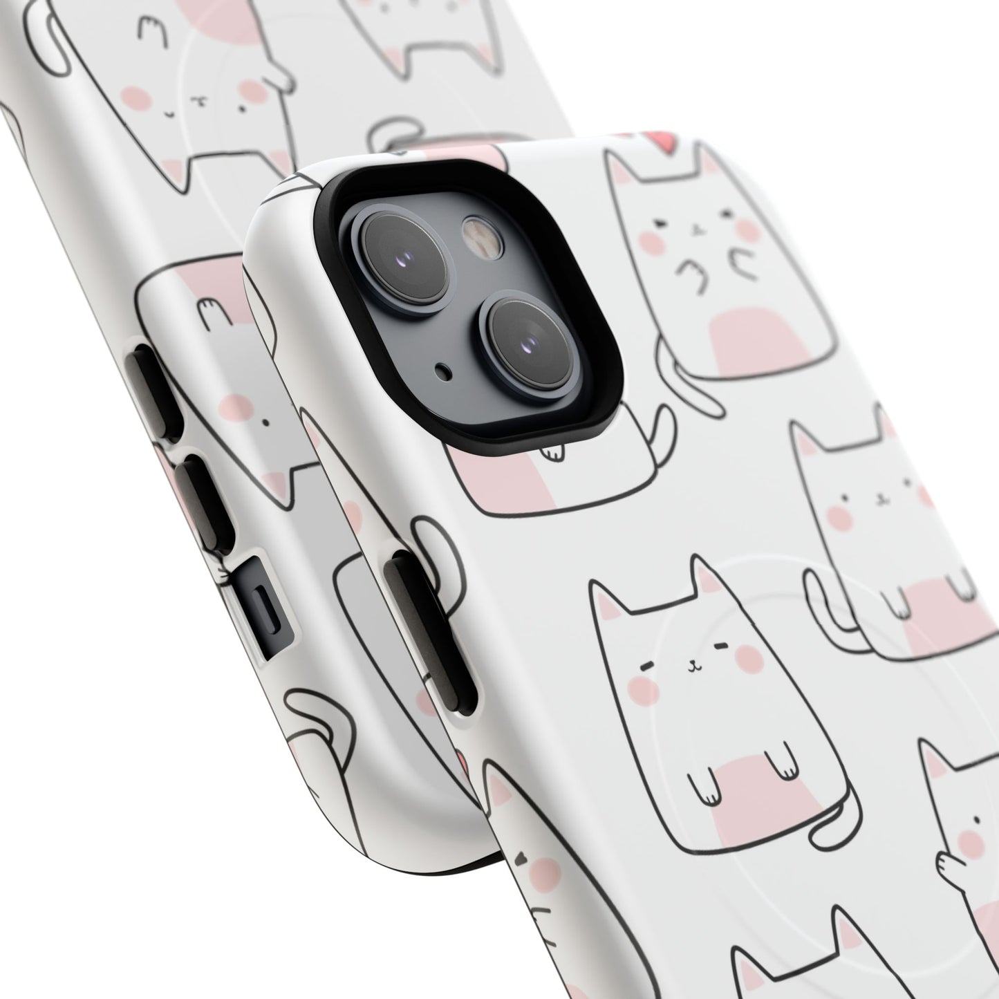 Cute Kawaii Cat Tough Magnetic iPhone Case, Cute Cat Lover Gift, Kawaii iPhone Cover, Tough iPhone Case, Unique Pet Themed Accessory,