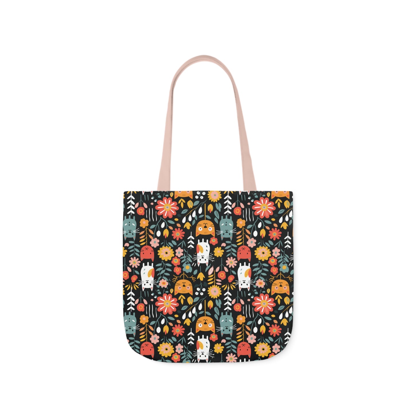 Whimsical Feline Garden Canvas Tote Bag