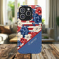 Personalized Stars, Stripes & Petals Tough Magnetic MagSafe Case, Patriotic Cover, Floral Design, Durable Protection, Gift for Her, Summer Vibes