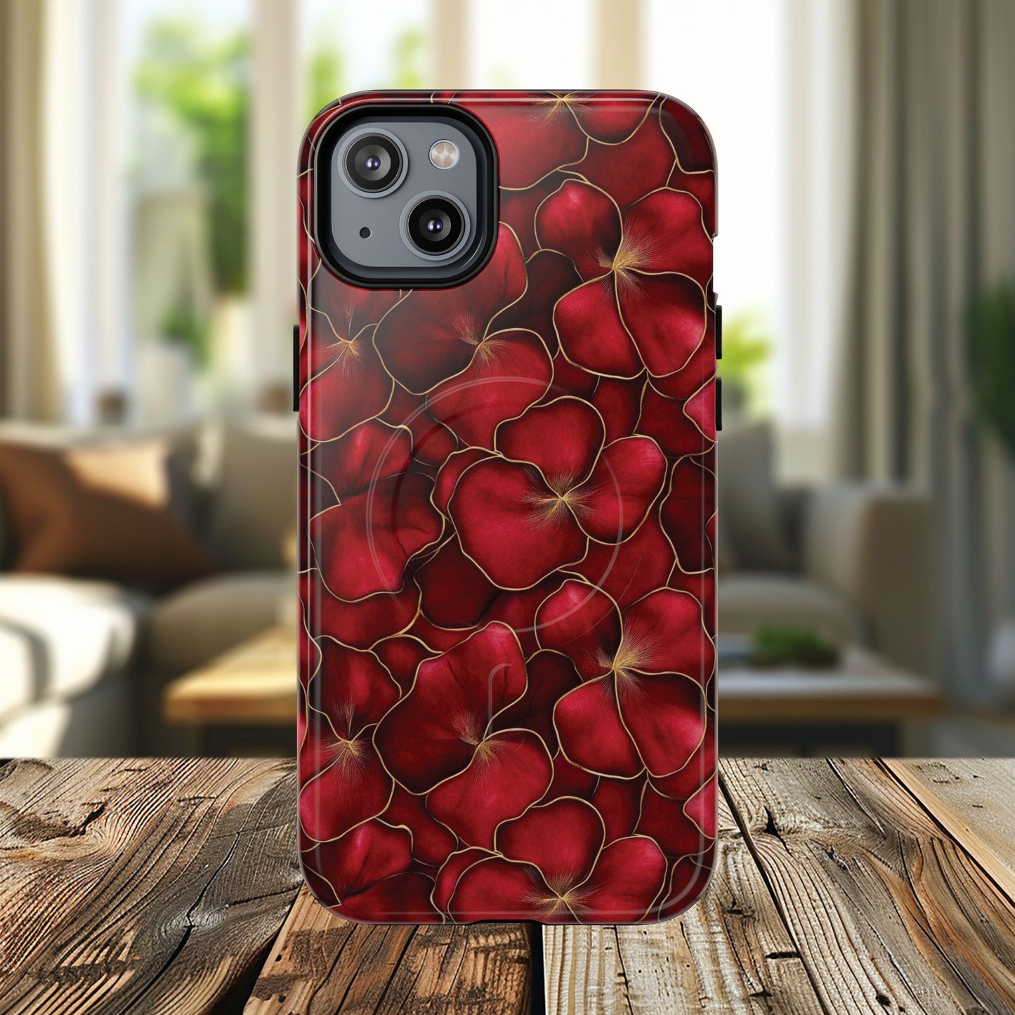 Velvet Petal Noir Tough iPhone Magnetic Case, iPhone Cover, Stylish Accessories, Gift for Her, Gift for Mother's, Floral Design, Protective iPhone Case