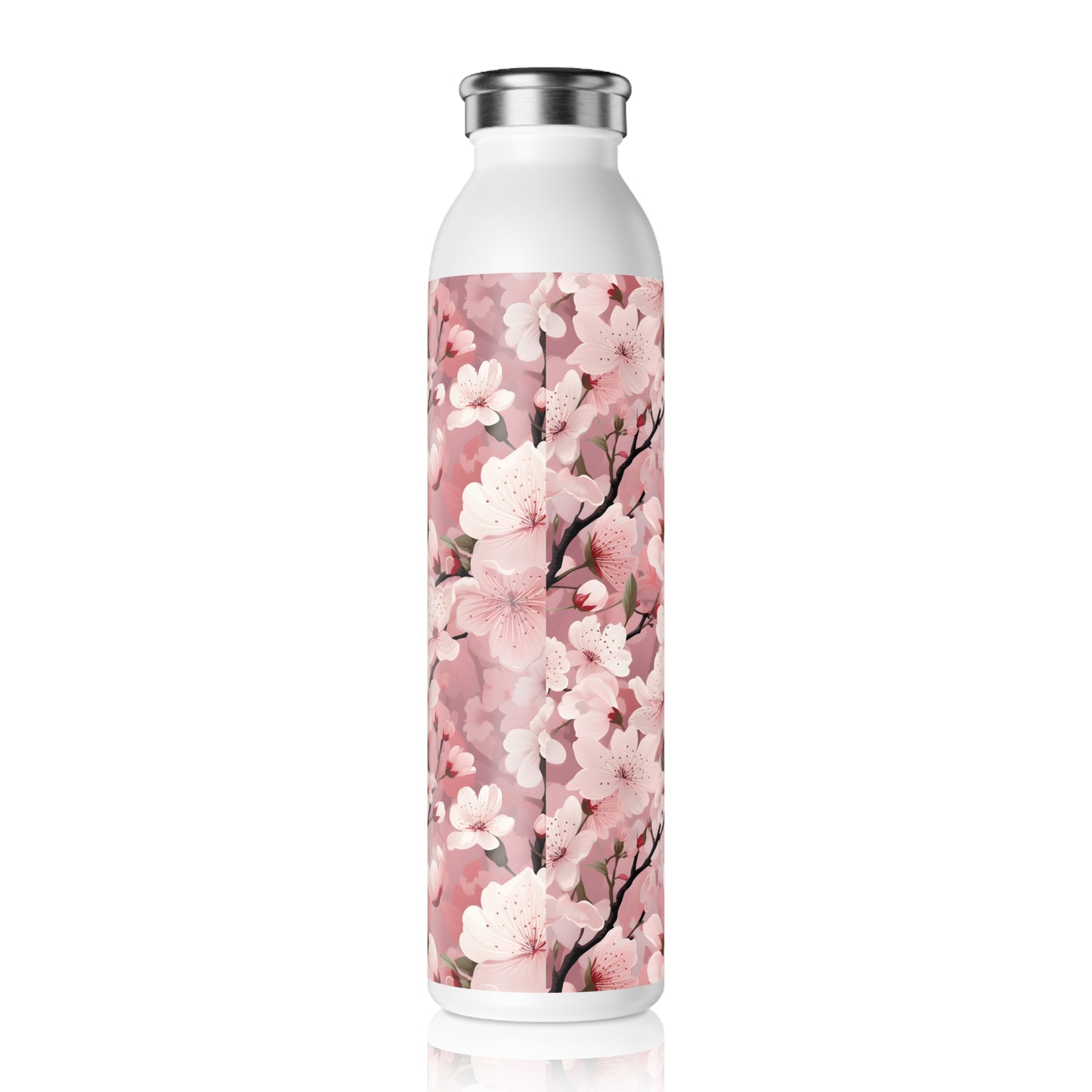 Cherry Blossom Elegant Floral Slim Water Bottle - Stylish Hydration for Every Occasion