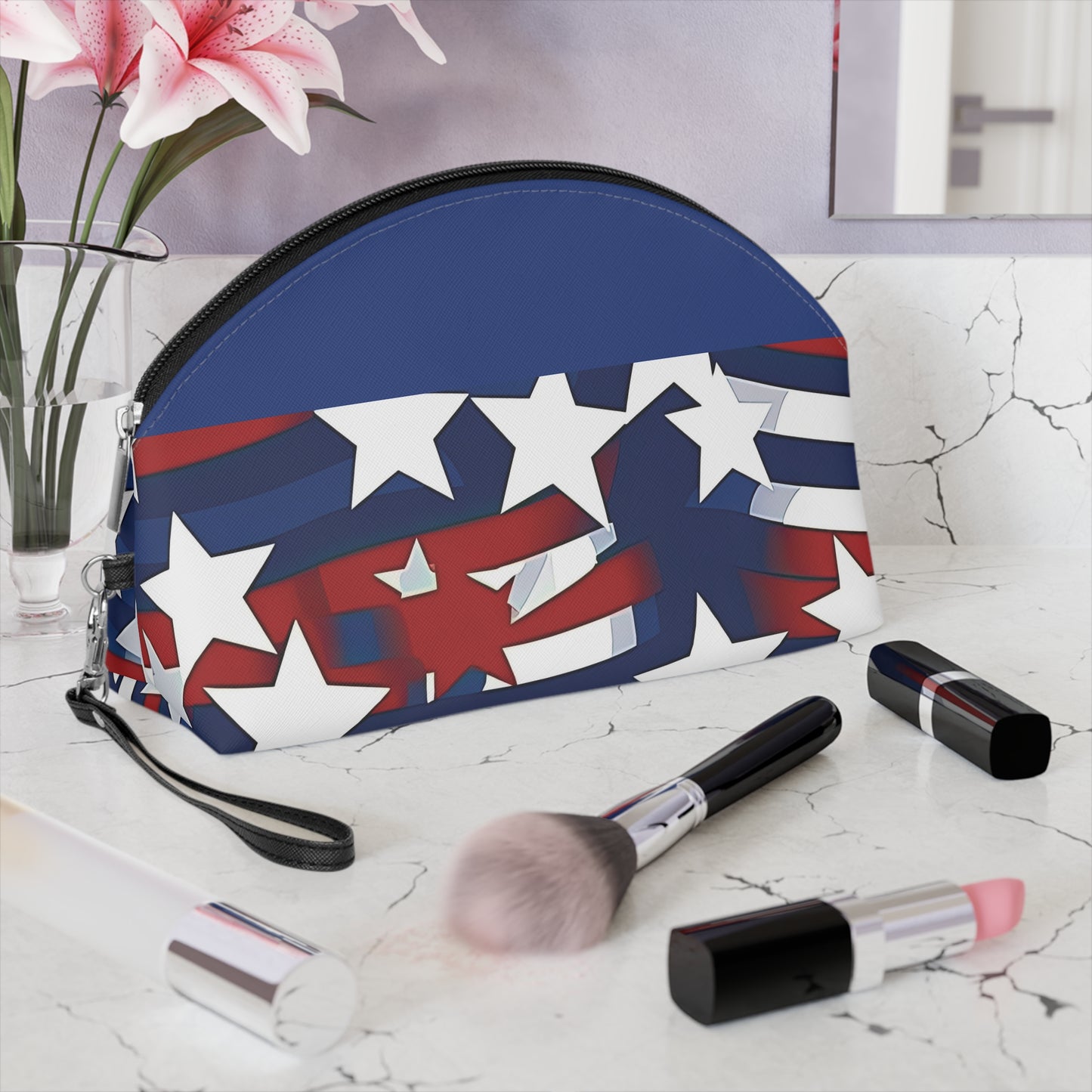 Patriotic Waves Makeup Bag