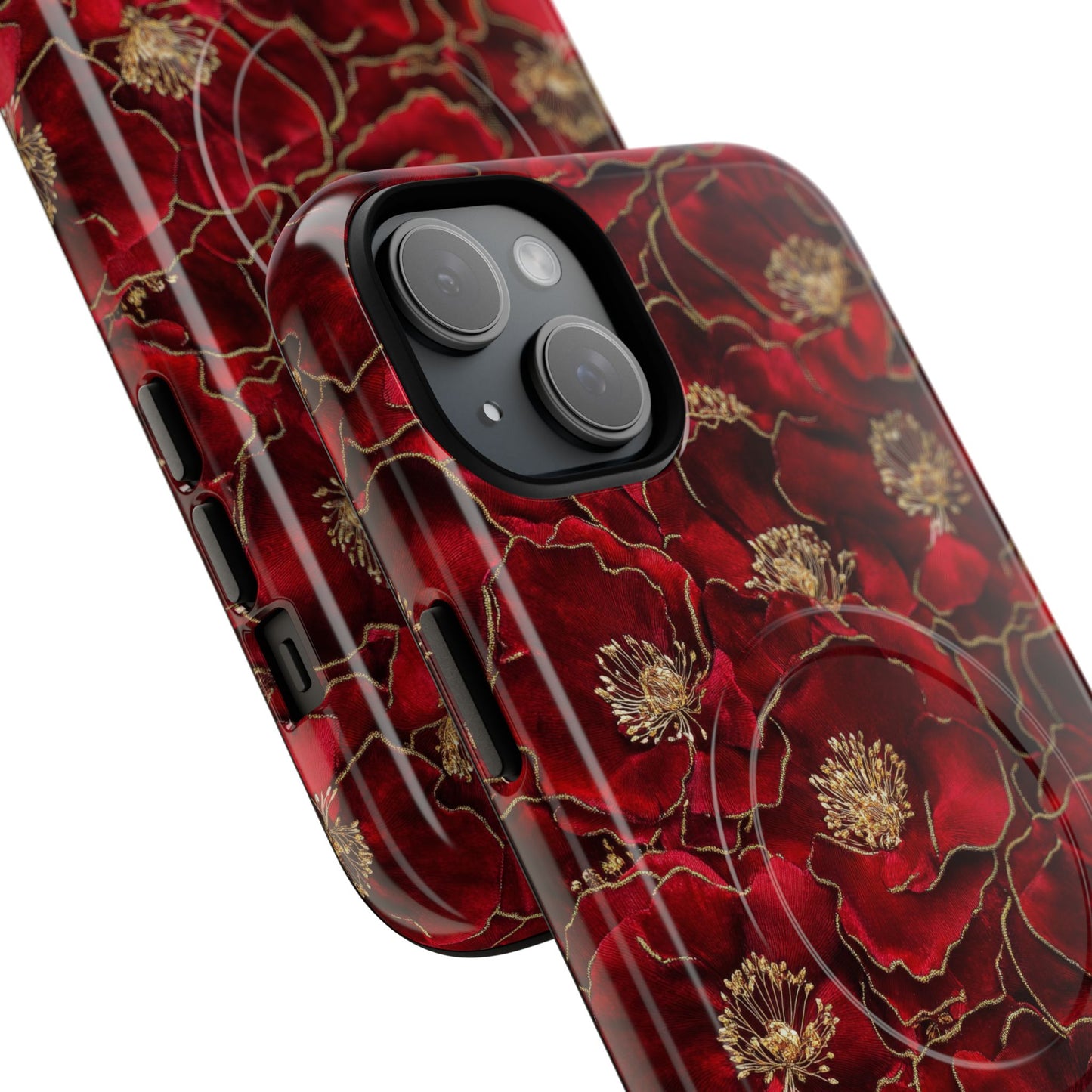 Midnight Poppy Luxe Tough iPhone Magnetic Case, Unique Flower iPhone Cover, Durable Floral Design, Gift for Her, Gift for Mother's.