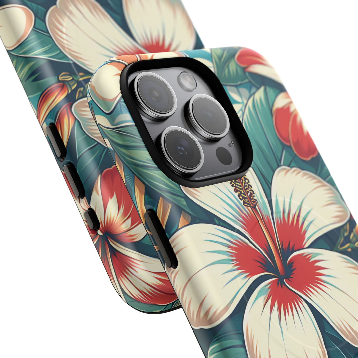 Tough Floral Phone Case, Tropical Hibiscus Design, Gift for Her, Summer Accessory, Customizable Phone Cover