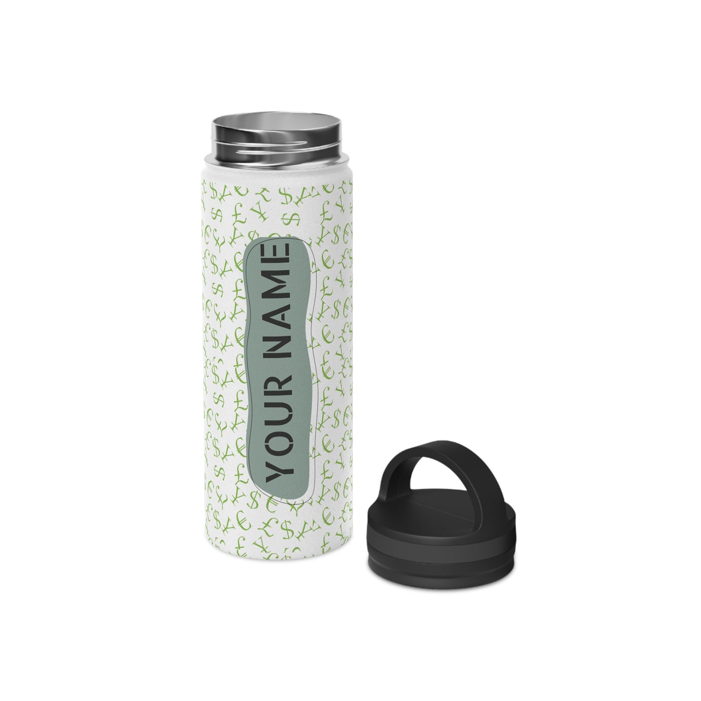 Personalized Stainless Steel Water Bottle, Handle Lid