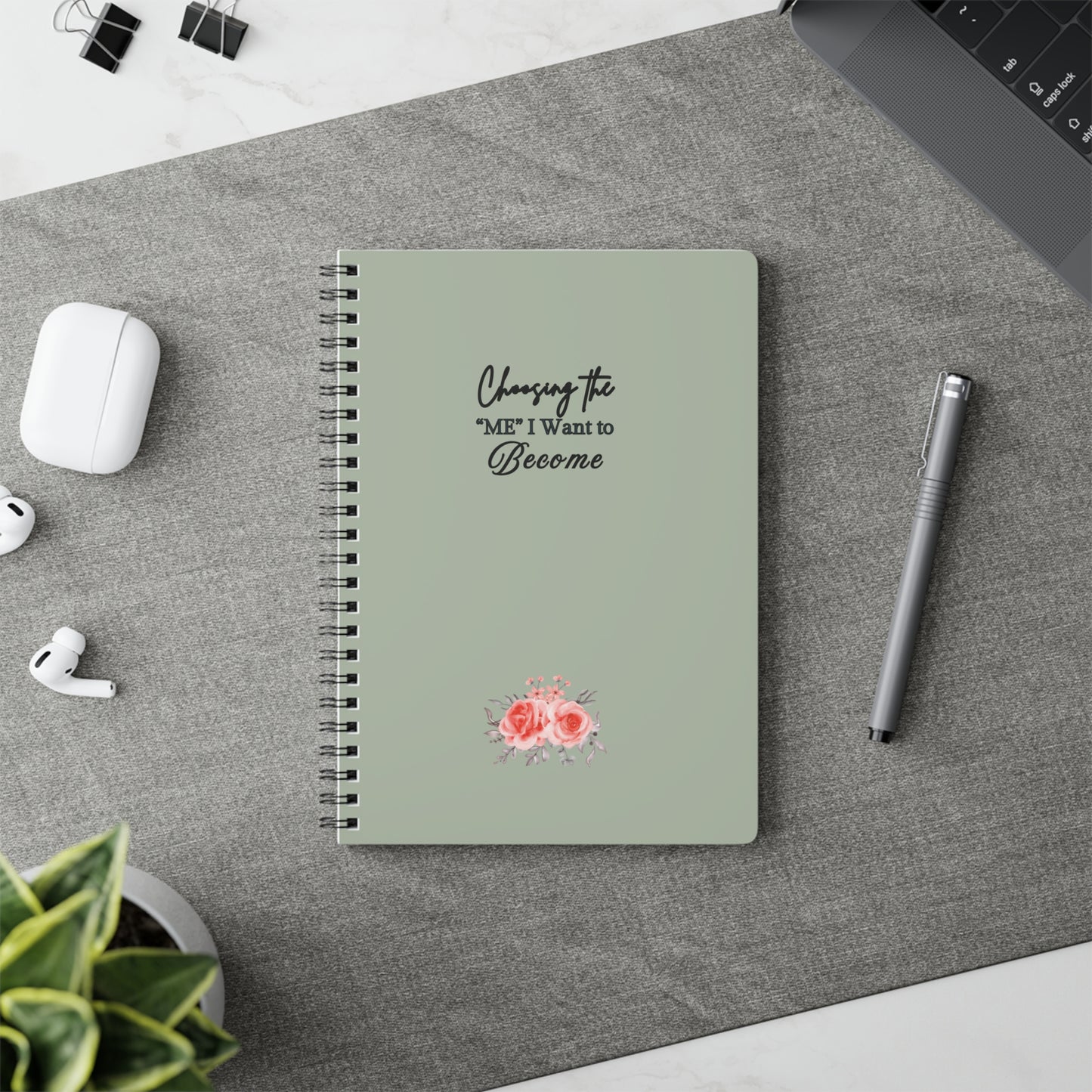 Inspirational Wirobound Notebook - 'Choosing the ME I Want to Become', Journal, Planner, Motivational Gift, Stationery