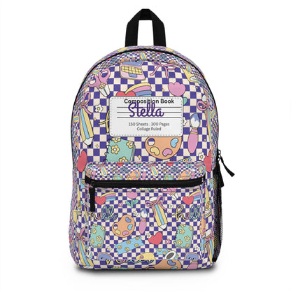 Personalized Purple Doodle Daydream Composition Book Inspired Backpack for Students, Fun School Bag, Back to School Essentials, Notebook Print Backpack, College Student Gift