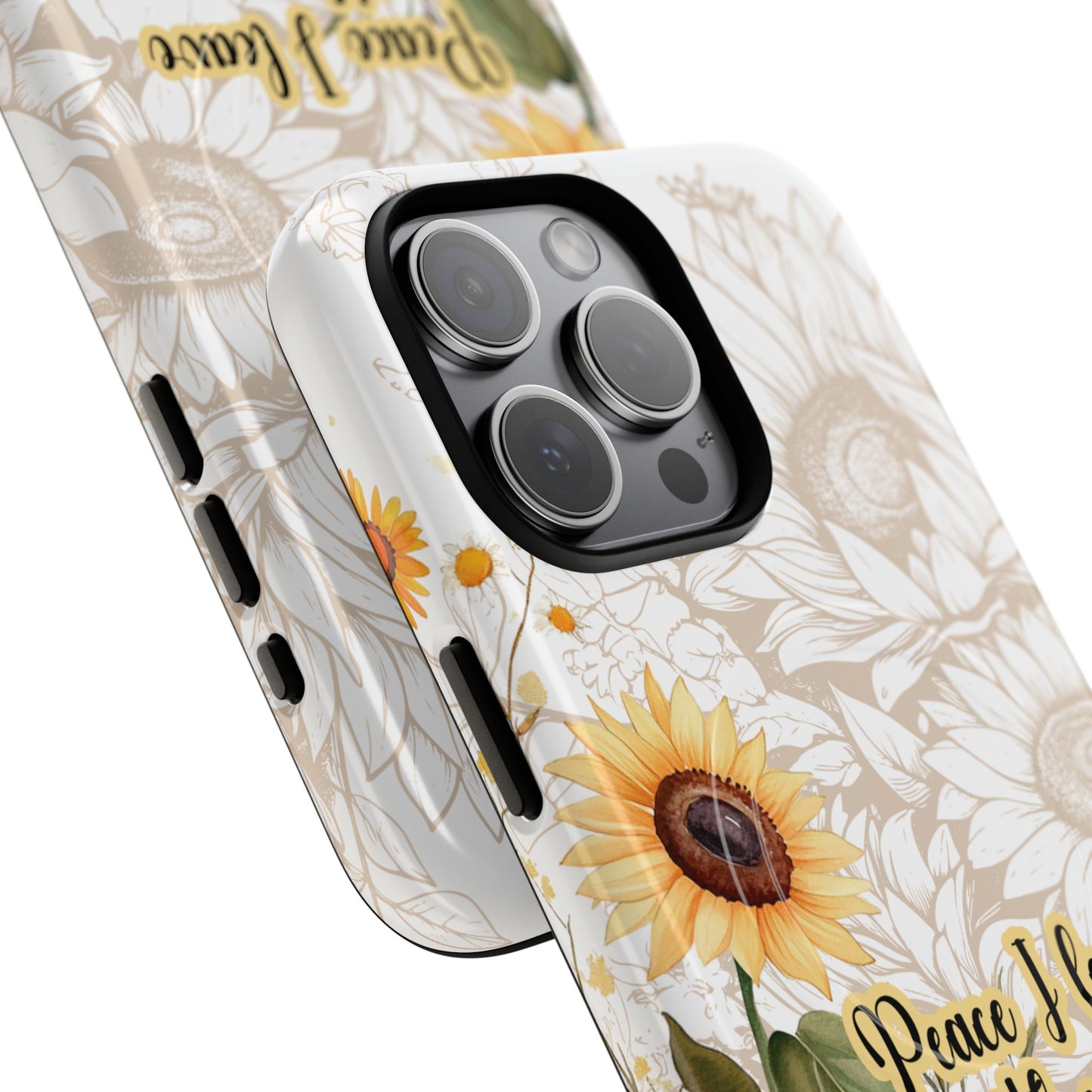 Peace I Leave with You John 14:27,  Inspirational Gift, Tough iPhone Magnetic Case  Scripture, Sunflower Bible Verse, MagSafe® iPhone® Tough Case, iPhone 14, iPhone 15, iPhone 16, Pro, Pro Max, Plus