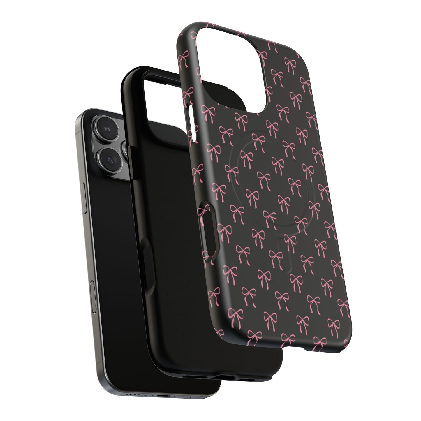 Coquette Chic Bow-Patterned Tough Magnetic iPhone Case, Stylish Gift for Her, Protective iPhone Cover, Trendy Accessory, iPhone Birthday Gift, Fashionable Tech