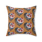 Brown Floral Heart Spun Polyester Square Pillow