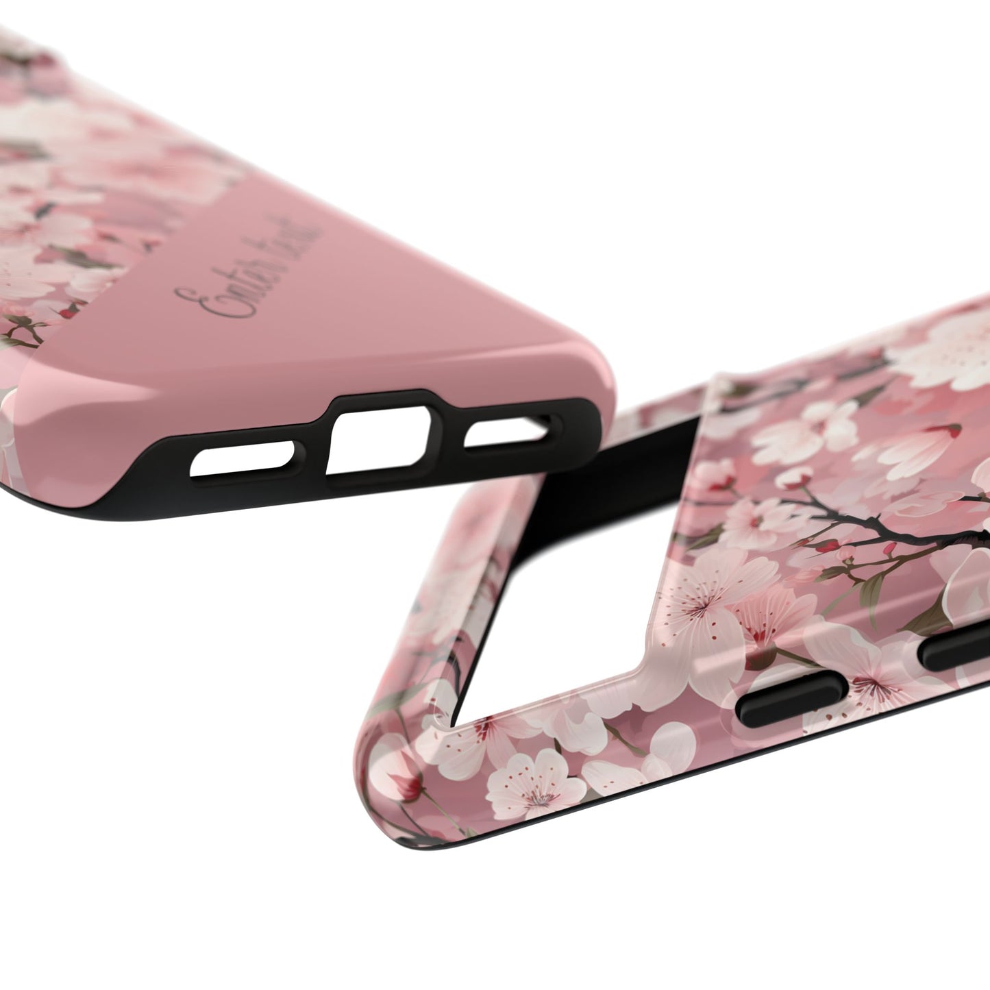 Personalized Cherry Blossom Tough Phone Case — Pink Floral Protective Case for Samsung & Google