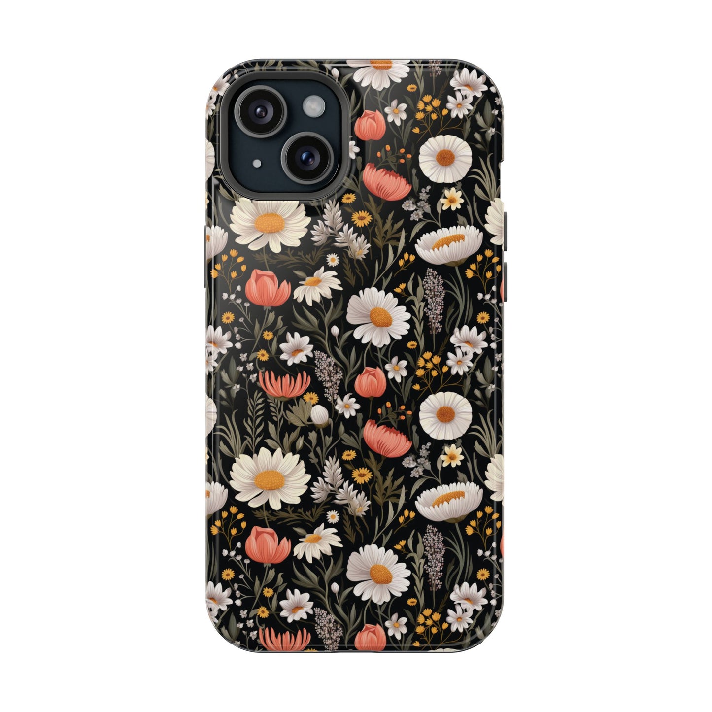 Blossom Elegance: Noir Garden Magnetic Tough iPhone Cases