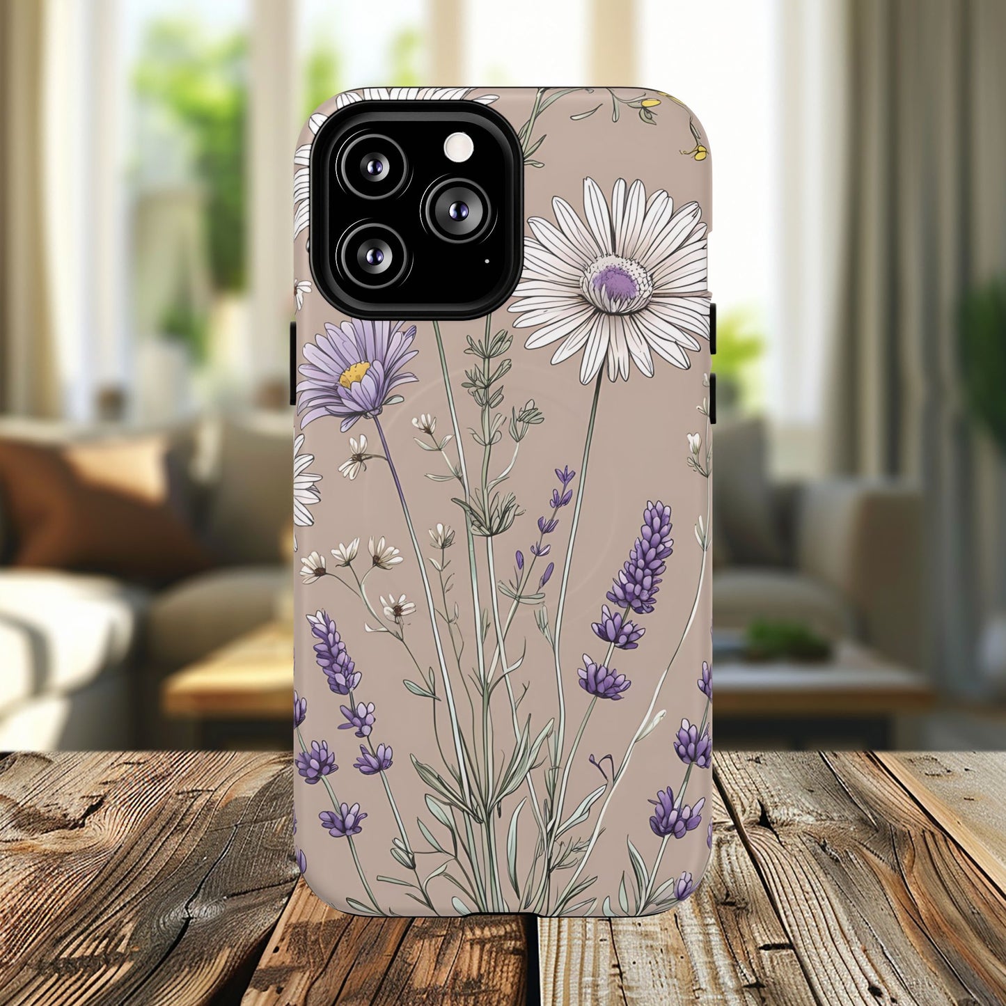 Lavender Floral Tough Magnetic Phone Case | Durable Protective Cover, Flower Design, Gifts for Her, Phone Accessories, Nature Lover