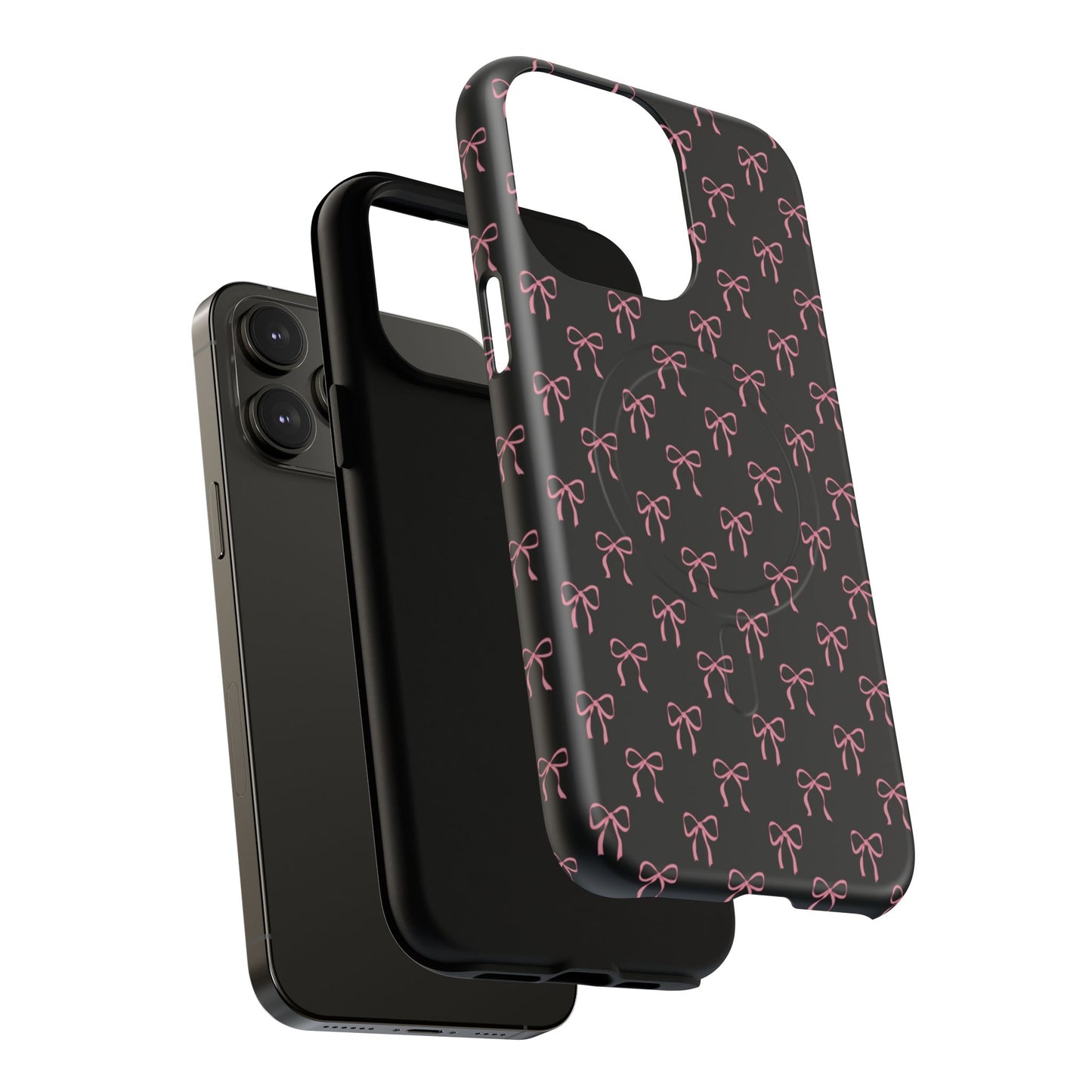Coquette Chic Bow-Patterned Tough Magnetic iPhone Case, Stylish Gift for Her, Protective iPhone Cover, Trendy Accessory, iPhone Birthday Gift, Fashionable Tech