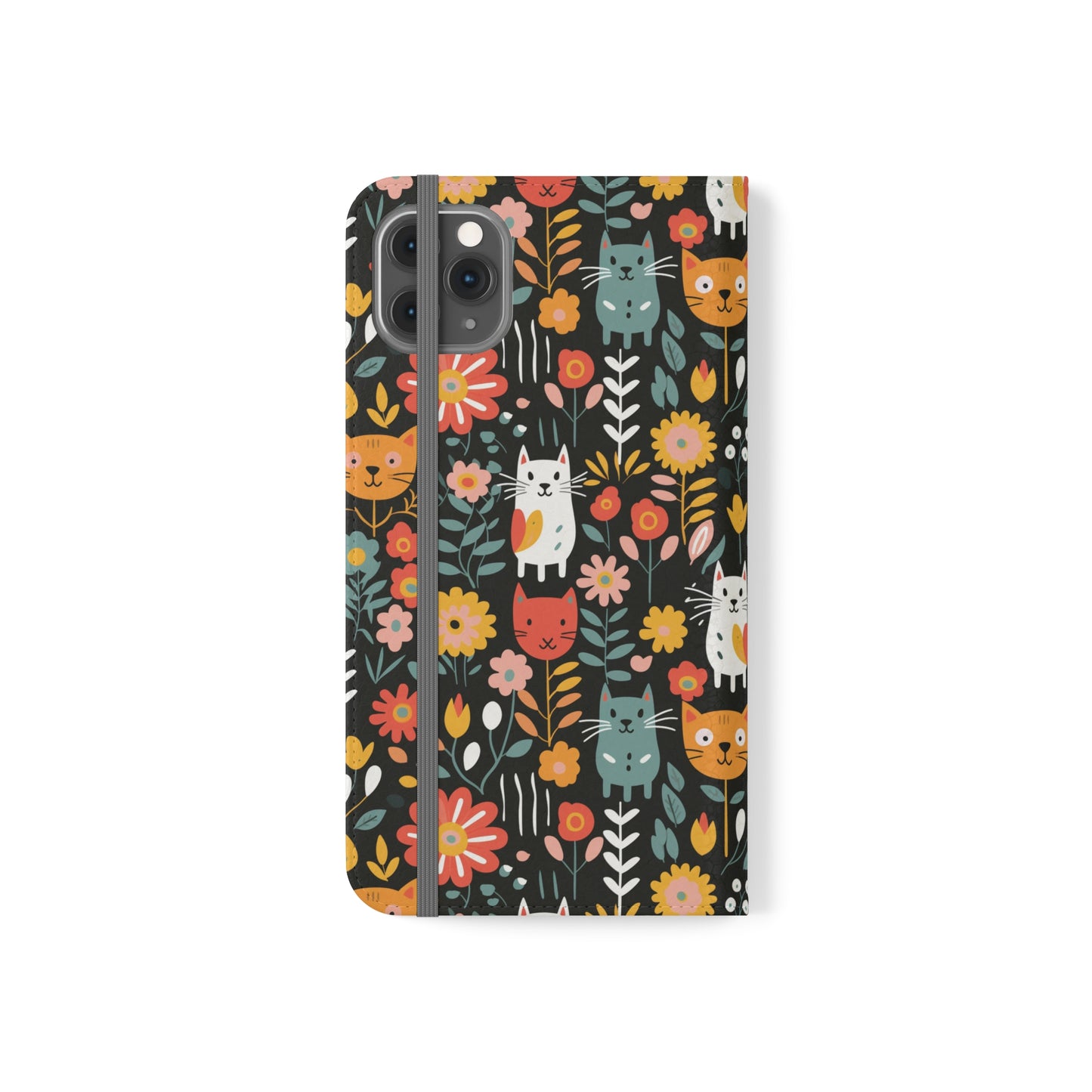 Whimsical Feline Garden iPhone and Samsung Flip Cases