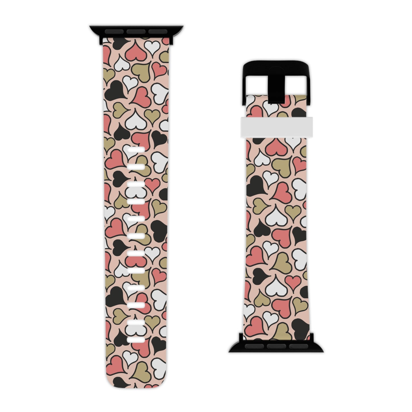 Love Heart Pattern Apple Watch Band, Style Accessory, Gift for Her, Valentines, Casual Wear, Holiday Fashion