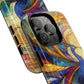 Mosaic Peacock Feathers Magnetic Phone Case, Tough Phone Shell, Vibrant Art Case, Gift for Her, Unique Phone Accessory, Wildlife Lover's Gift, Stained Glass Case.