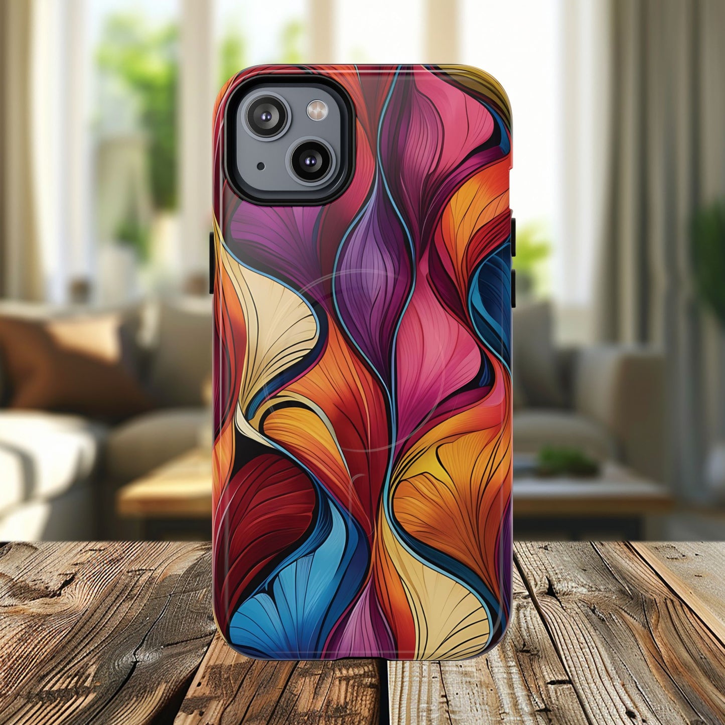 Vibrant Leaf Wave Tough Magnetic Phone Case, Vibrant Smartphone Cover, Unique Protective Case for Gifts, Phone Accessories, Trendy Design