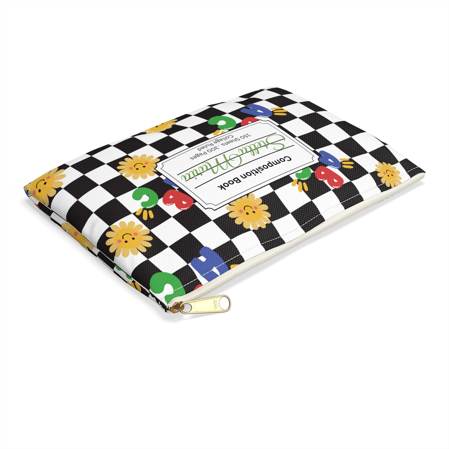 Personalized Schoolyard Chic Composition Book Inspired Accessory Pouch, Kids School Supplies, Classroom Organizer, Teacher Gift, Fun Stationery Case, Back to School