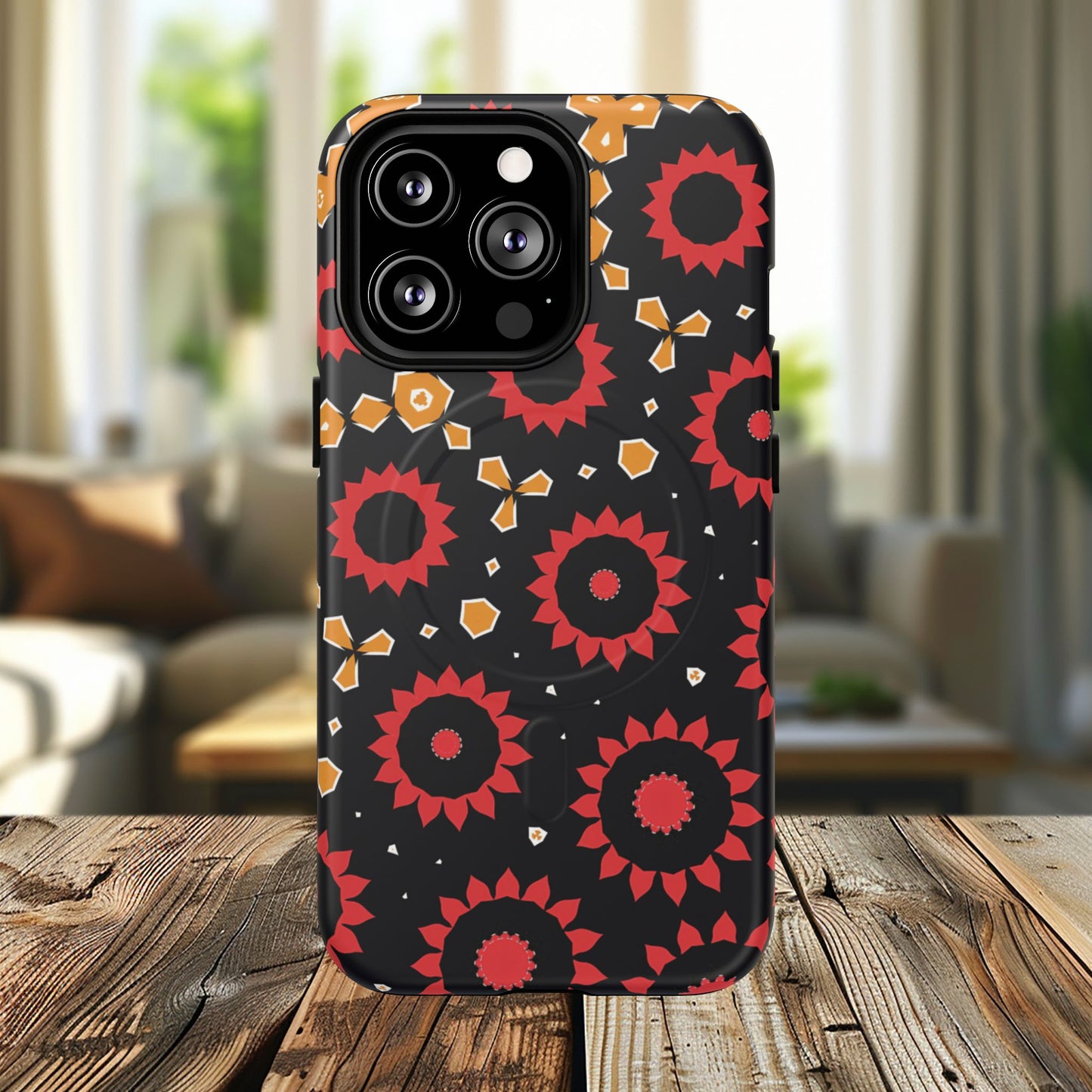 Midnight Ember Bloom Tough Magnetic iPhone Case, Bohemian Floral Design, Stylish iPhone Protection, Gift for Her, Trendy iPhone Accessories