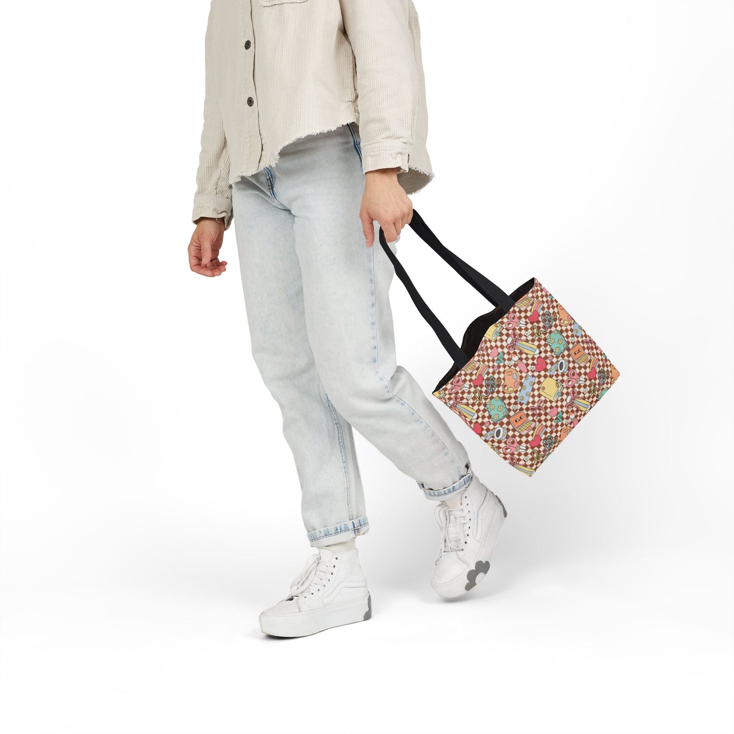 Personalized Brown Doodle Daydream Composition Book Inspired Canvas Tote Bag with Colorful Straps, Cute School Bag, Eco-Friendly Tote, Back to School Shopping Bag, Teacher Gift Idea