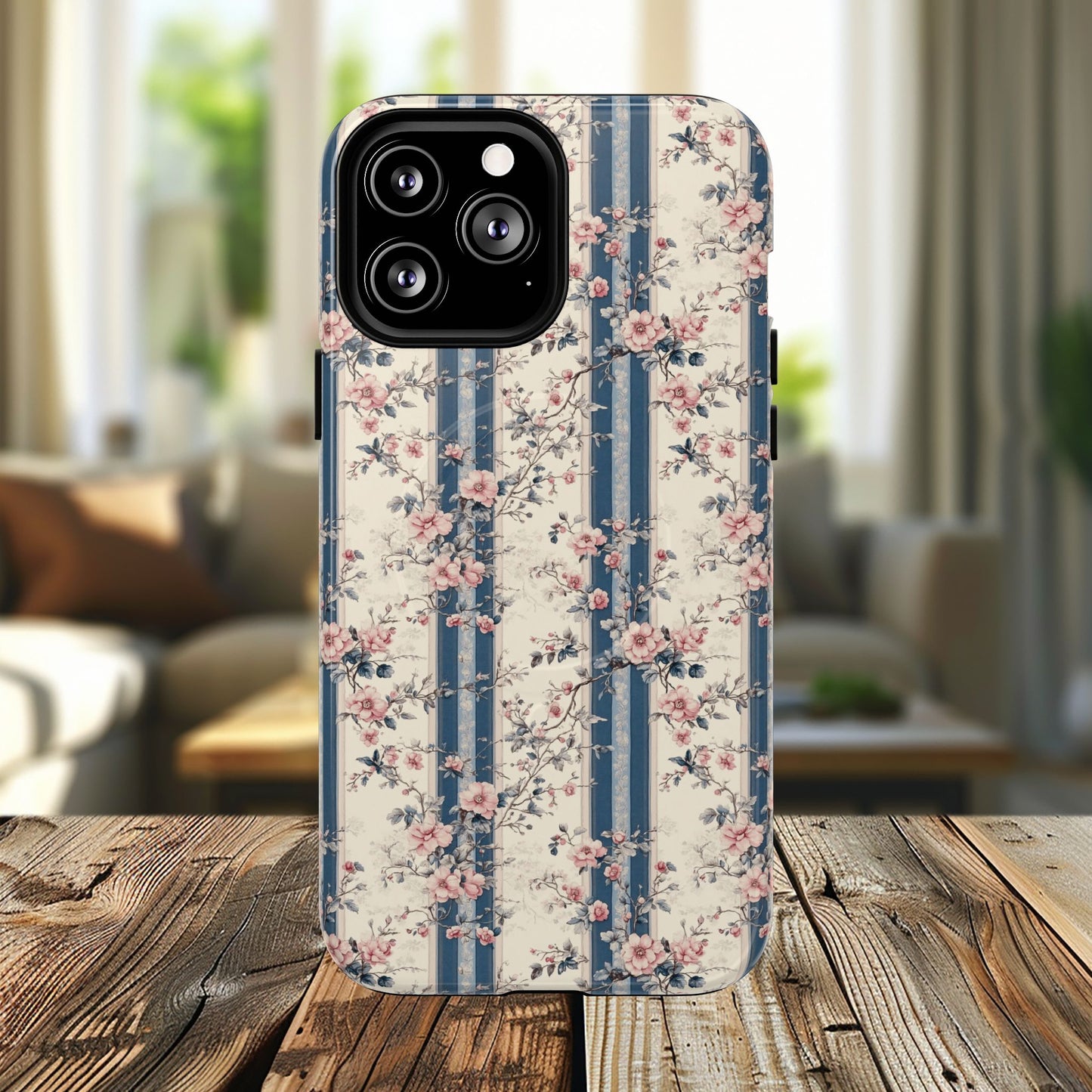 Victorian Rose Stripe iPhone Case, Tough Magnetic Cases for Stylish Protection, Flower Pattern iPhone Cover, Trendy Gift Idea for Her