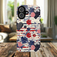 Patriotic Floral Phone Case, Tough Magnetic Cases, American Flag Design, Gift for Her, Independence Day Accessories
