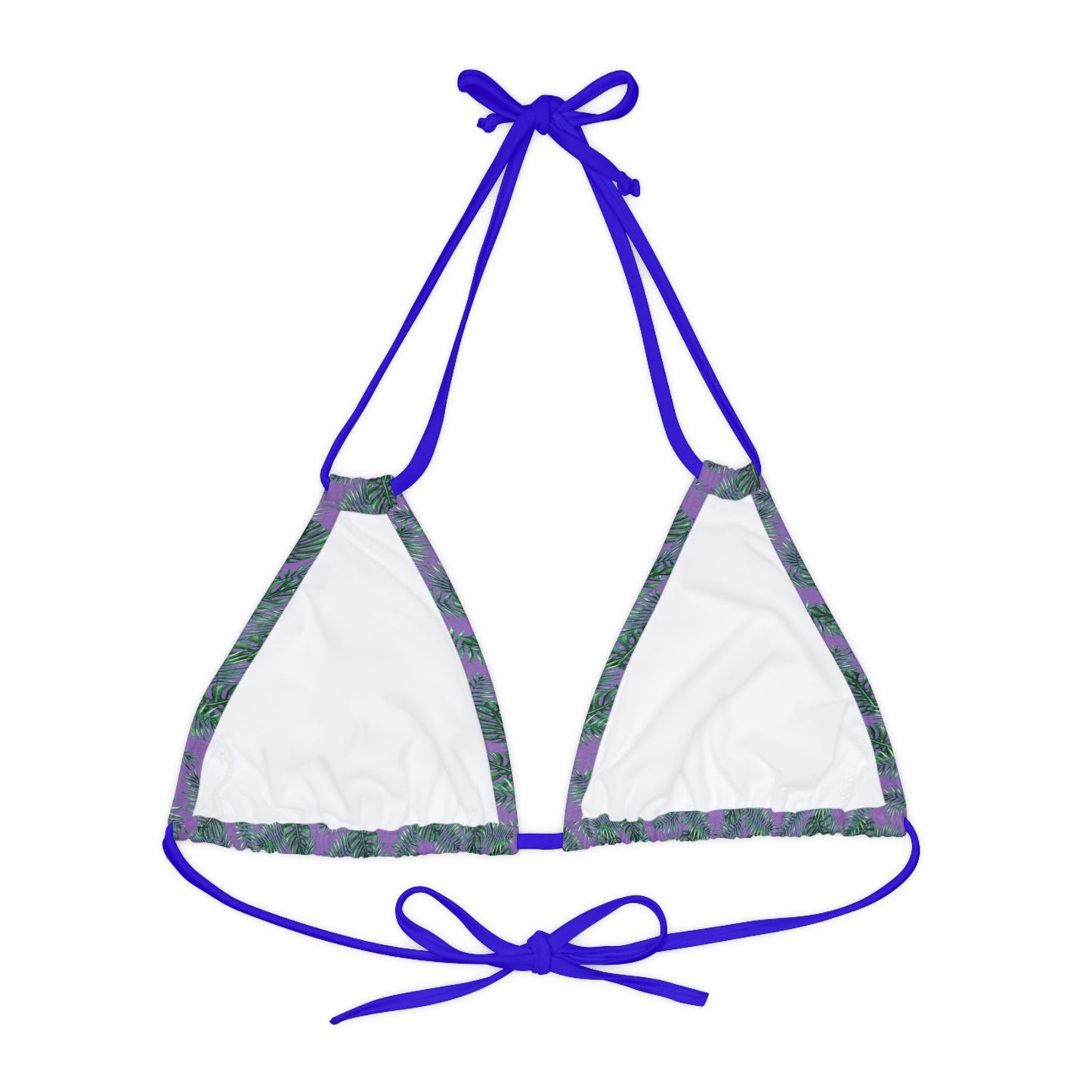 Purple Tropical Bliss Strappy Triangle Bikini Top (AOP)- (PY)
