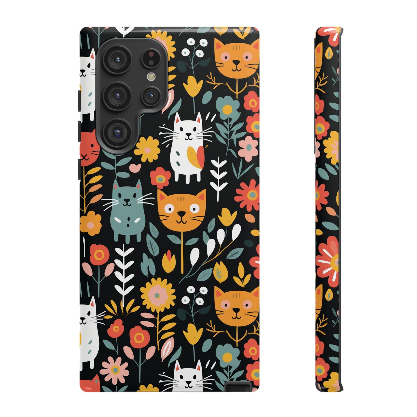 Whimsical Feline Garden iPhone, Samsung or Google Pixel Tough Cases