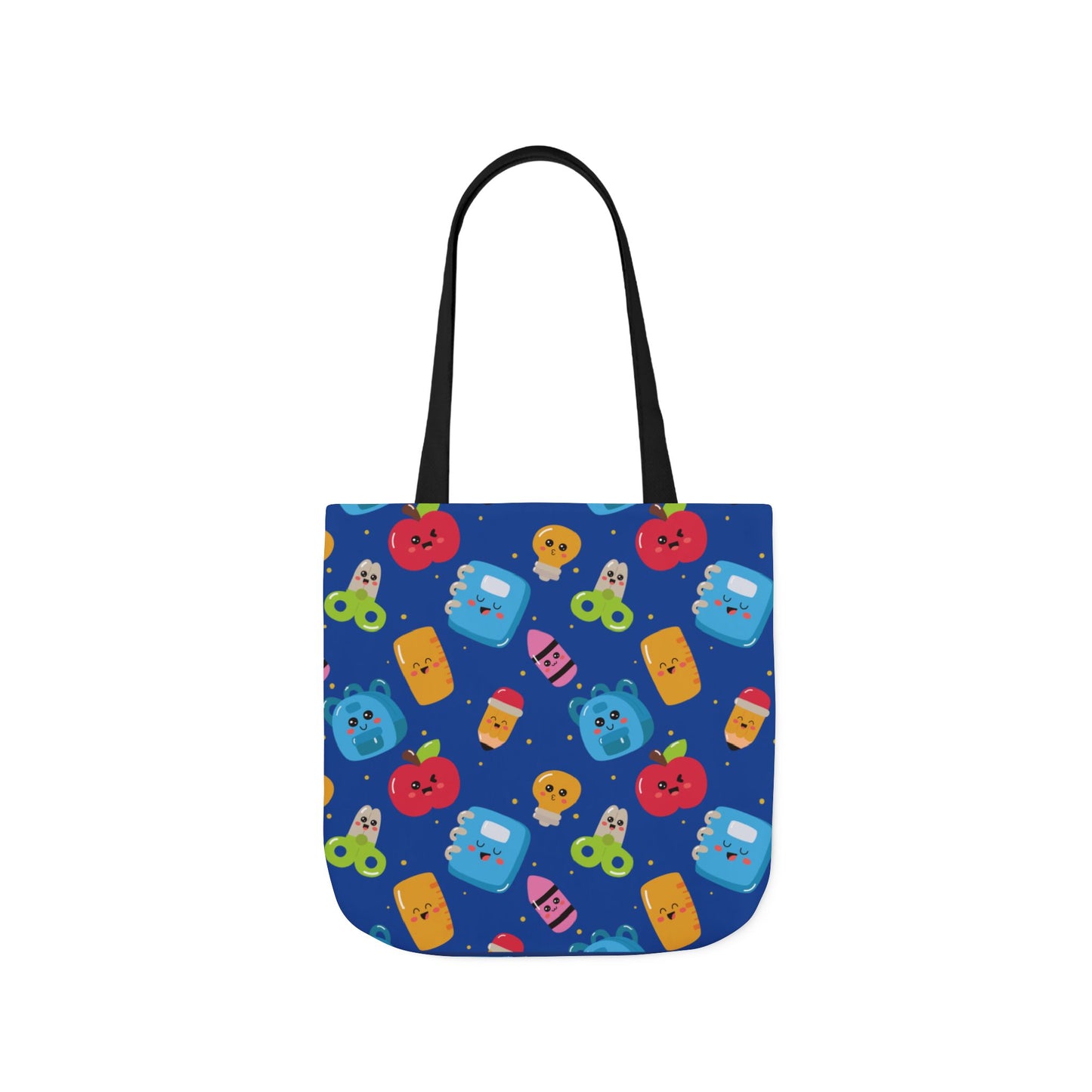 Personalized Blue Kawaii Composition Book Inspired Canvas Tote Bag with Colorful Straps, Cute School Bag, Eco-Friendly Tote, Back to School Shopping Bag, Teacher Gift Idea