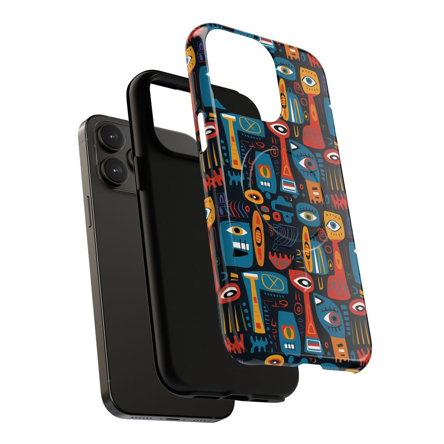Urban Totem Vibe Tough iPhone Magnetic Case, Colorful Bohemian Art, Unique Gift for Him/Her, Holiday Accessory, iPhone Protection, MagSafe iPhone Case.