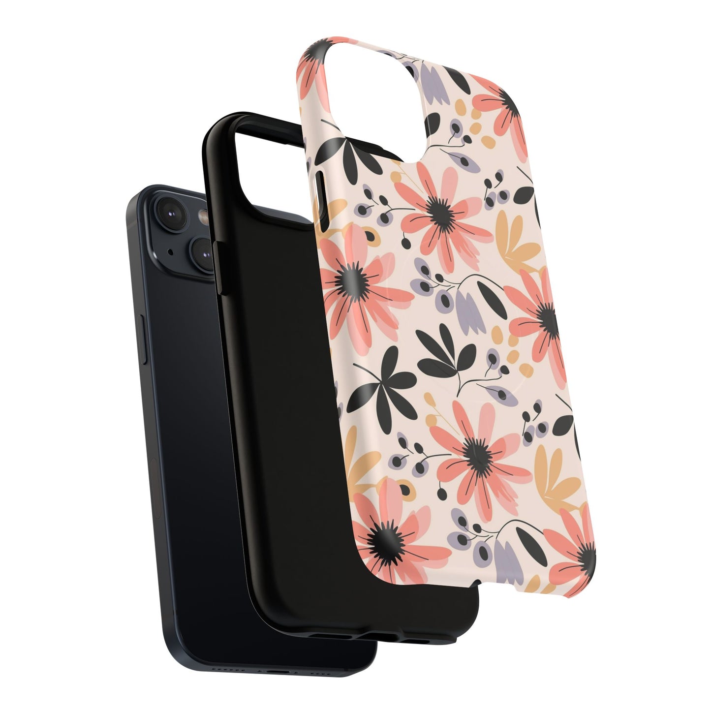 Stylish Soft Petal Noir iPhone Case, Floral iPhone Accessory for Her, Tough iPhone Magnetic Cases, Trendy iPhone Cover, Gift for Friends, Summer Vibes