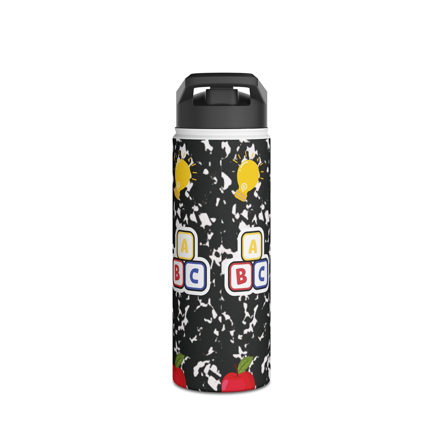 Personalized Black Composition Book Inspired Stainless Steel Water Bottle for Kids, School Supplies, Eco-Friendly Drinkware, Back to School, Teacher Gifts