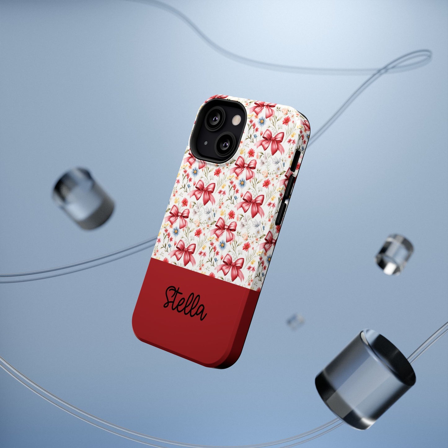 Personalized Rosette Coquette Floral Bow iPhone and Samsung Impact-Resistant Case — Custom Name Case