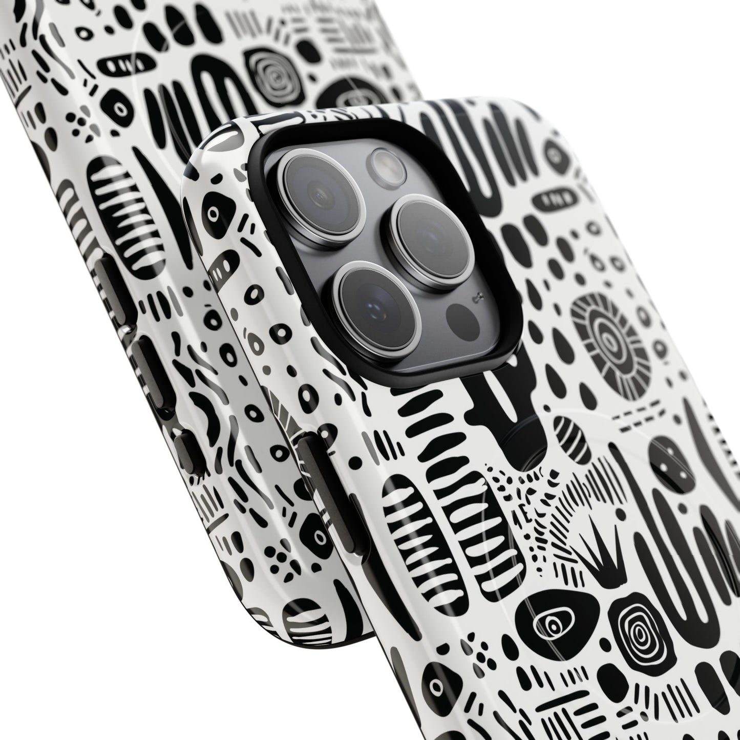 Abstract Monochrome Tough Magnetic iPhone Cases, Stylish Phone Cover, Durable Phone Protector, Modern Tech Accessories, Unique Gift Ideas