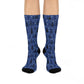 Winter Wonderland Navy Cushioned Crew Socks - Comfortable DTG Print One-Size Style