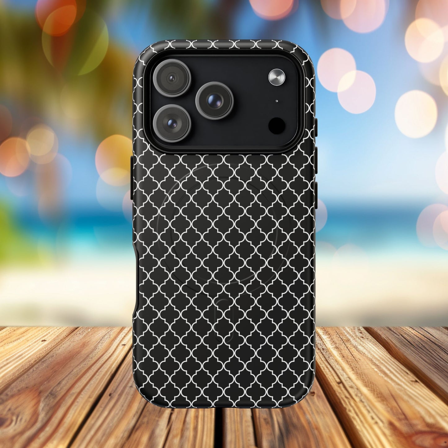 Noir Mosaic Tough iPhone Magnetic Case, Geometric Patterned Case, Durable iPhone Cover, Unique Tech Accessories, Perfect Gift for Him/Her