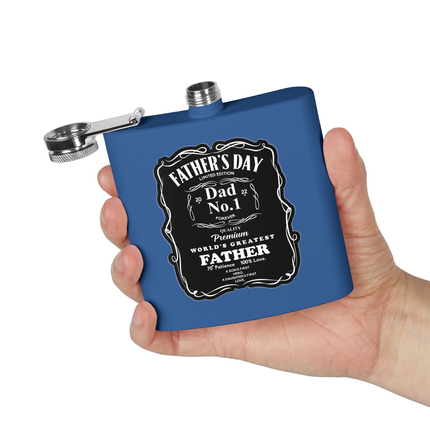 Father's Day Stainless Steel Flask - World's Greatest Dad Gift, Personalized Hip Flask, Groomsmen Gift, Engraved Drinkware