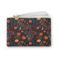 Autumn Bloom Clutch Bag - Vegan Leather Saffiano Pattern Fashionista On-the-Go Zip Fastening Wrist Strap.