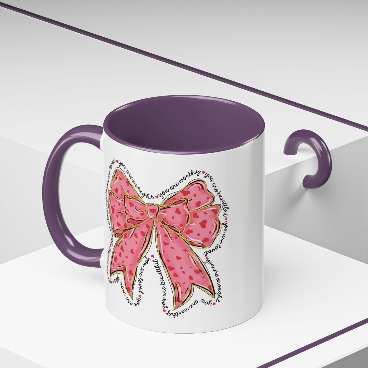 Affirmation Bow Accent Coffee Mug (11oz).