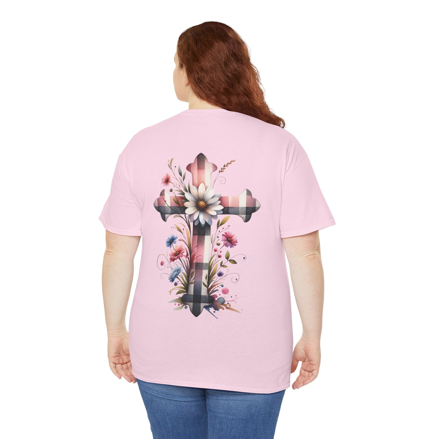 Faith and Floral Cross Unisex Heavy Cotton Tee