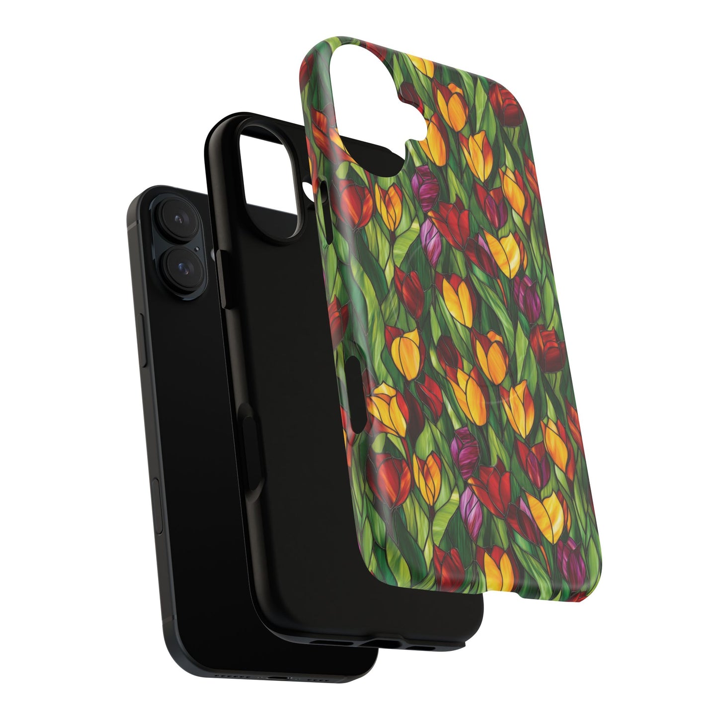 Floral Luminous Whirl Tough Magnetic iPhone Case, Stylish Protection for Everyday Life, Gift for Flower Lovers, Unique iPhone Accessory, Stained Glass iPhone Protection.