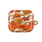 Stained Glass Effect Floral Orange Marigold AirPod Case — Personalized Name Option