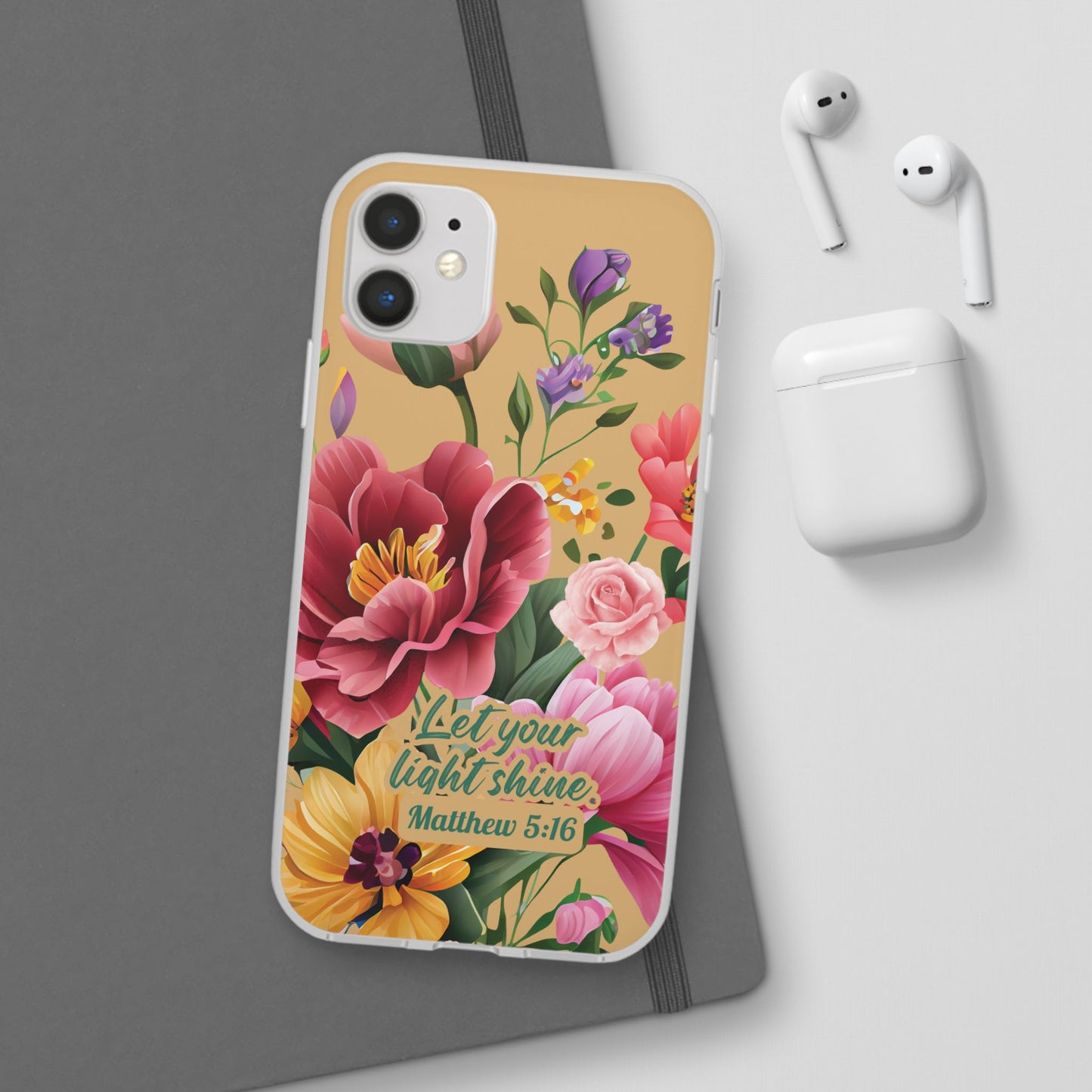 Floral Scripture Phone Case — "Let Your Light Shine" (Matthew 5:16) for iPhone and Samsung Cases.