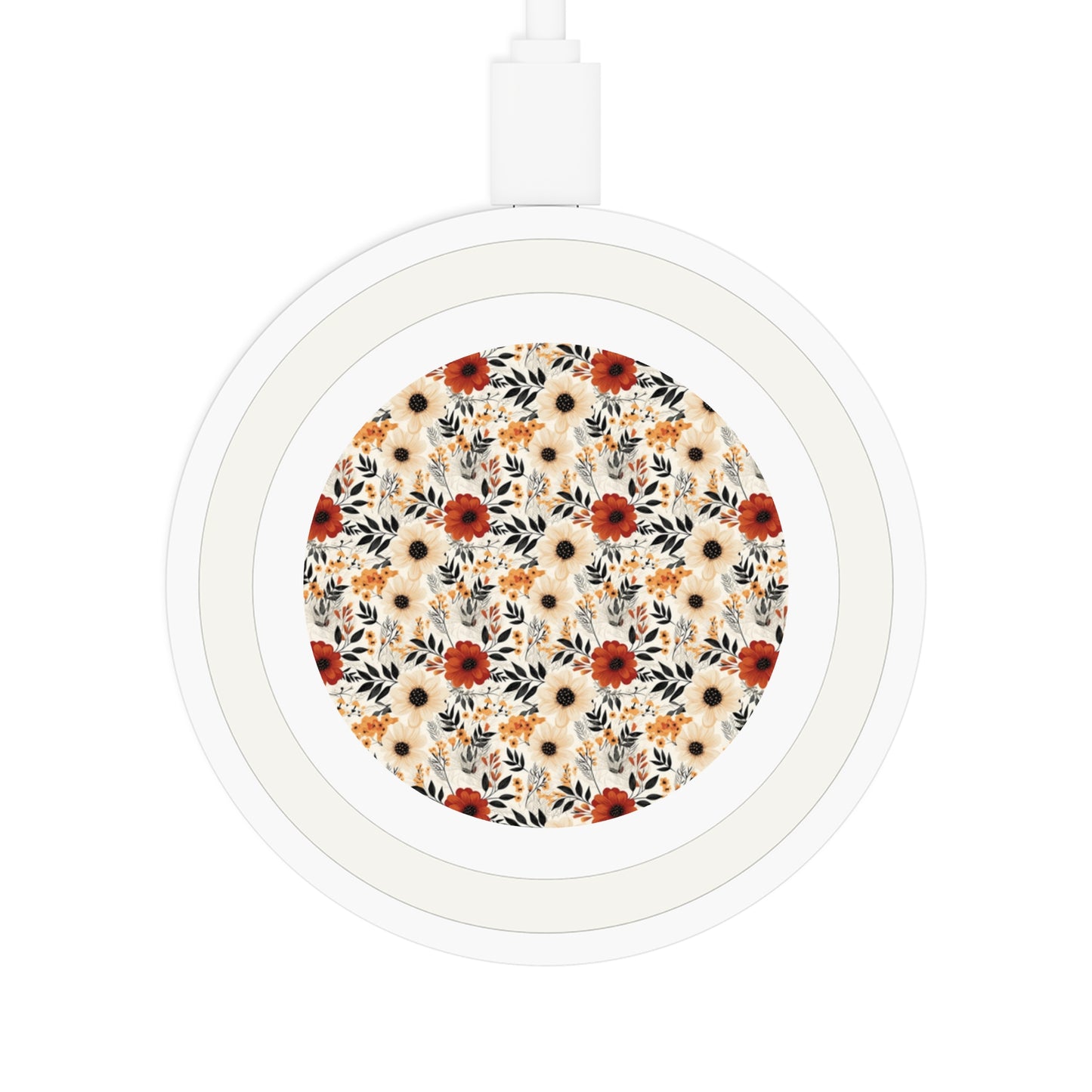 Boho Chic Floral Wireless Charging Pad - Quake Design, Perfect for Home & Office