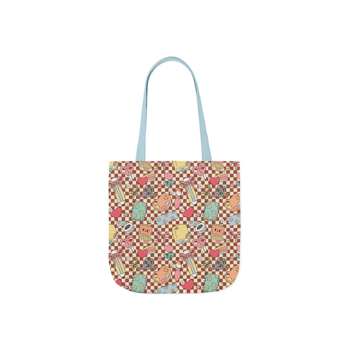 Personalized Brown Doodle Daydream Composition Book Inspired Canvas Tote Bag with Colorful Straps, Cute School Bag, Eco-Friendly Tote, Back to School Shopping Bag, Teacher Gift Idea