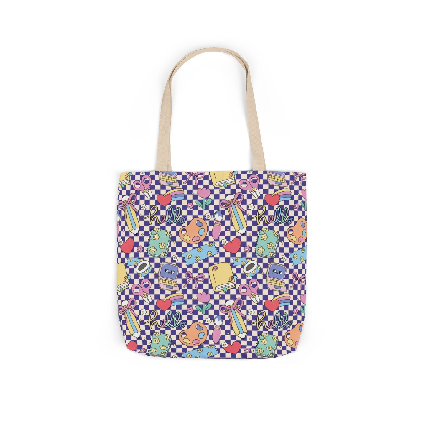 Personalized Purple Doodle Daydream Composition Book Inspired Canvas Tote Bag with Colorful Straps, Cute School Bag, Eco-Friendly Tote, Back to School Shopping Bag, Teacher Gift Idea