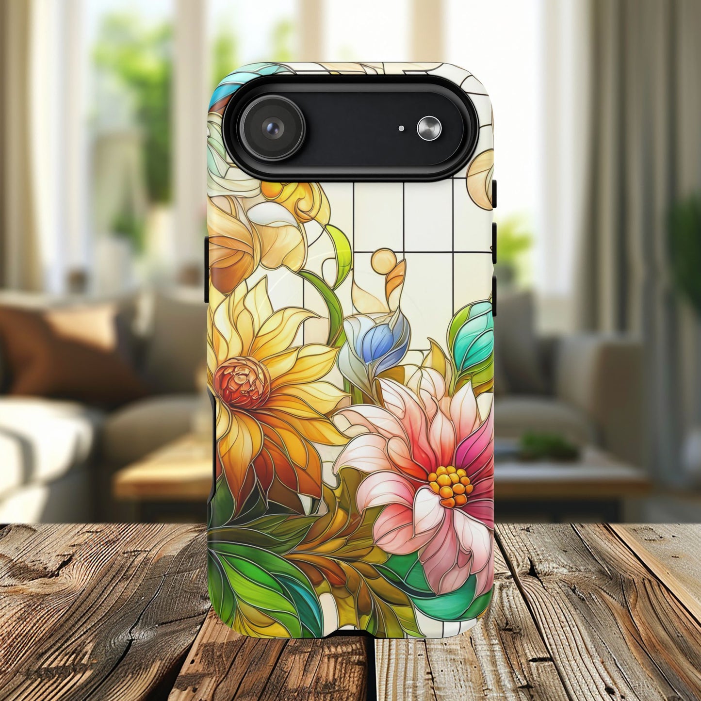 Floral Stained Glass Reverie Tough iPhone Magnetic Case, iPhone Cover, Protective Case, Flower Design, Gift for Her, Nature Lover